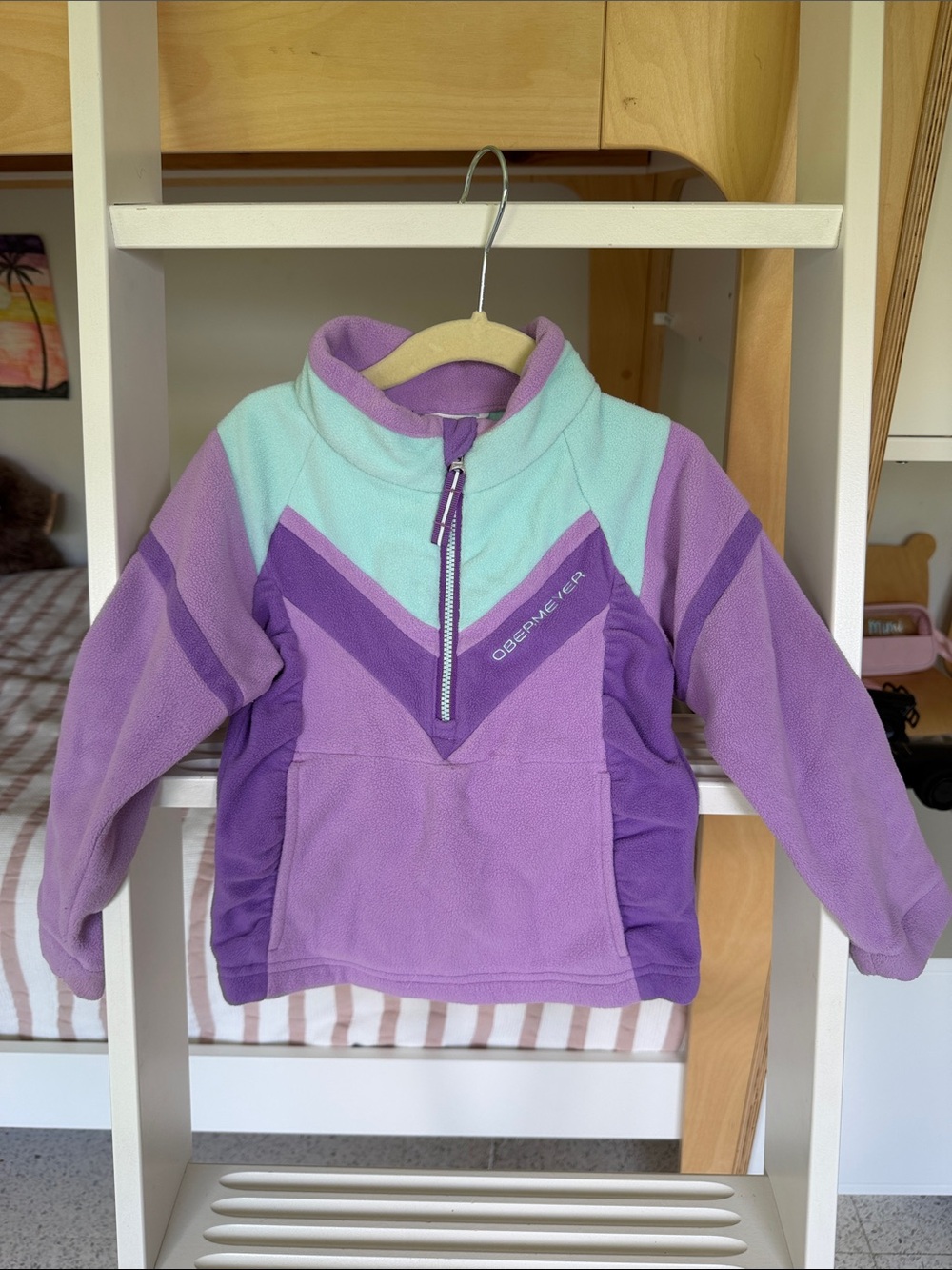 Obermeyer Lavender and Aqua Half-Zip Kids Fleece Pullover